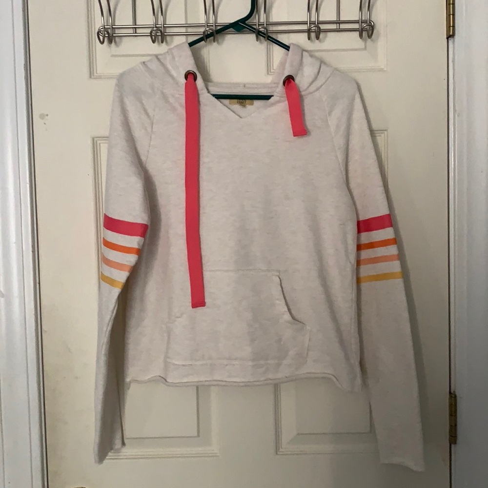 1 white hoodie, 1 gray hoodie, both size medium.